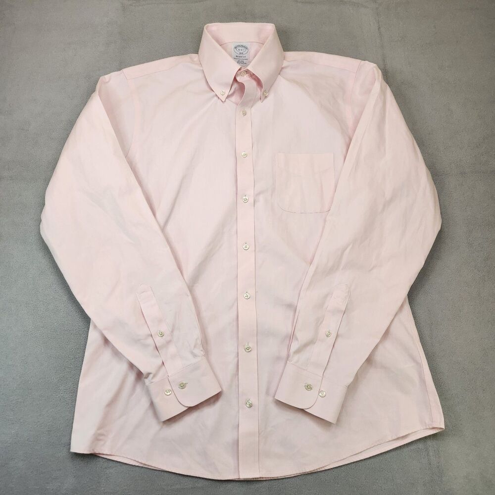 Brooks Brothers Regent Dress Shirt Men's 16-6/7 Pink Button Down Non-Iron Cotton